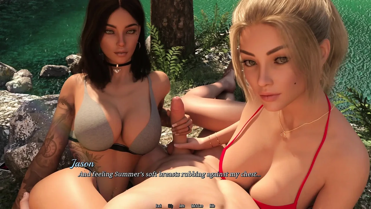 Young Collage Friends Kissing Outdoor threesome big dick fucking in forest