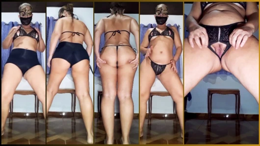 Şortumu çıkardım ve siyah Taylandlı iç çamaşırıyla gösteriş yaptım