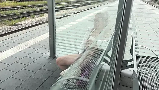 Horny slut makes it on the train track