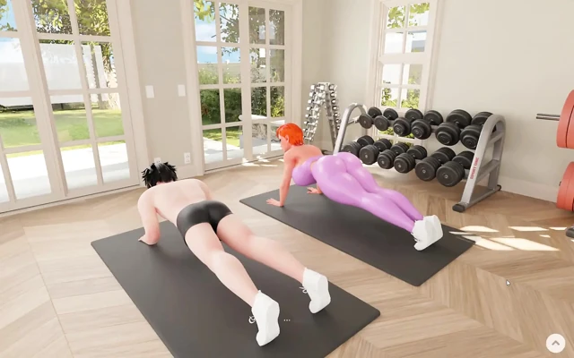 Mansion Days TABOO Hentai Game Ep.12 FEMDOM GYM SEX training with STEPSIS !