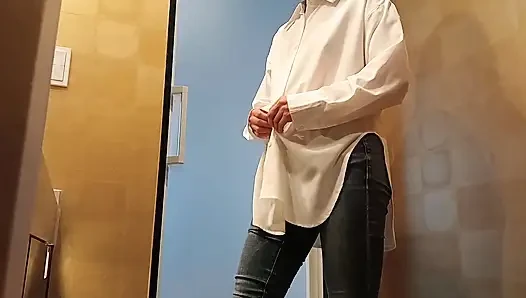 Takes off Her Underwear and Puts on Skinny Jeans and Shirt