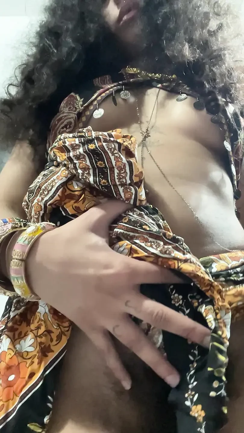 Latina Arabian Goddess with her Hairy Pussy Under Boho Skirt (Teasing)