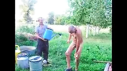 Russian Step Dad Showering