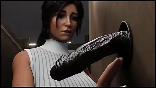 Croft Adventures Oyunu Hentai Oyunu Parodi Bölüm 5 Lara büyük siyah bir penisle bir gloryhole buluyor!