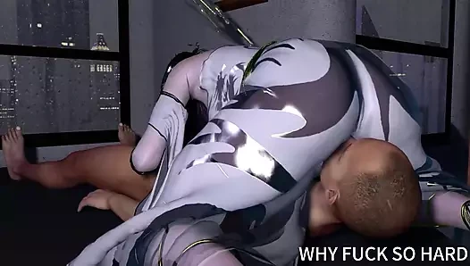 Seksi elbiseli 3 boyutlu cosplay Asyalı striptizci ıslak amcığını çok sert siktiriyor