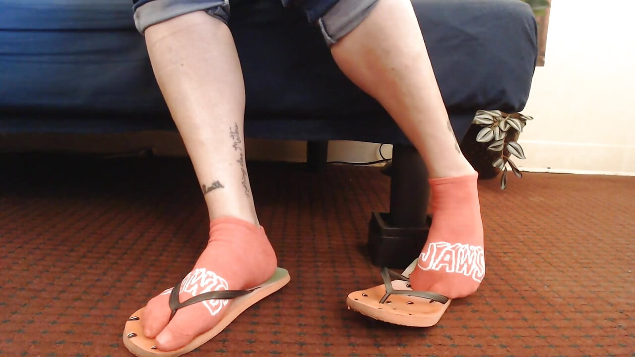 Karpuz kırmızı flipflops kırmızı ayak bileği çorapları