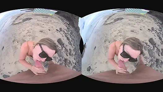 VR Outdoor POV Blowjob on the Public Beach