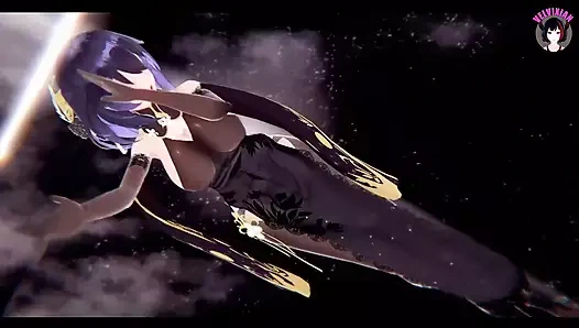 Seksi külotlu çoraplı sevimli kız + kademeli soyunma + fışkırtma ile amında taşak seks oyuncakları (3d hentai)