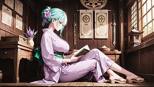 Mor kimono tanrıçası! Kırmızı Torii kapısının altındaki ıslaklığı kaldıramıyorum