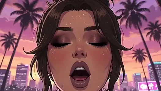 Curvy Anime MILF Huge Boobs Sunset Cyber City Tease
