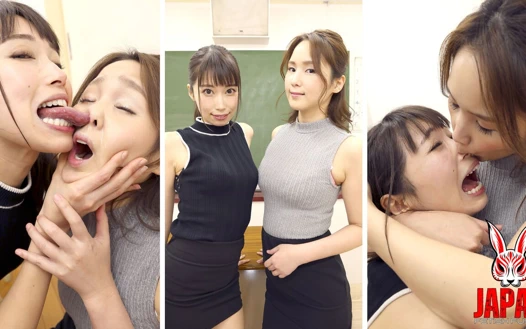 Yumika and Sumire Drool on Each Other's Noses Until Tey Collapses - Wet Duel in the Classroom