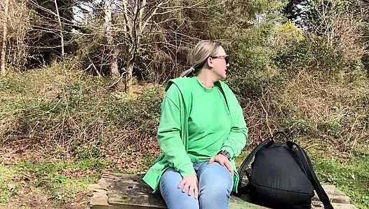Desperate Outdoor Wetting Jeans on the Public Trail