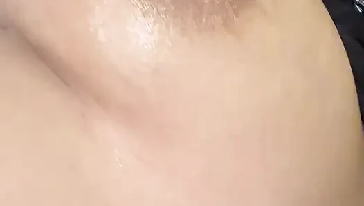 Hot mom massages her huge tits all full of oil