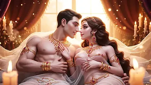 Hintli çift ki tam gece tutkusu - altın takı mein seksi yenge aur kaslı koca ka ateşli yatak odası romantizmi