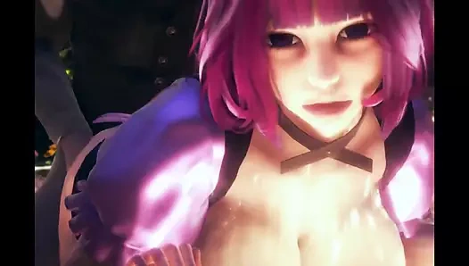 Büyük memeli kokoro hizmetçi dölle dolu - animasyon