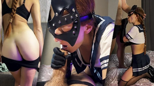 Üvey babası için seksi bir kıyafet giydi ve onu önce eliyle, sonra ağzıyla memnun etti