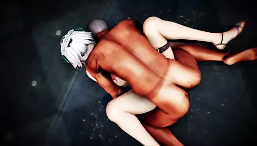 Beyaz saçlı kız harika bir deneyim yaşıyor