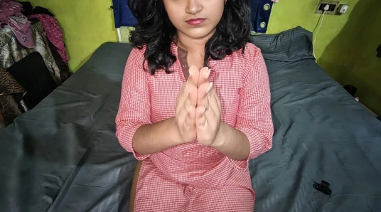 Stepsister is scared because she is caught fucking with her boyfriend in a hotel room