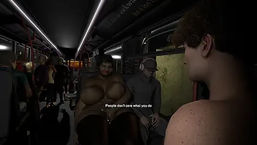 Thick Ebony Milf Get's Horny In The Bus