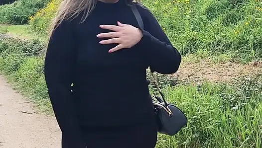 Beautiful big ass Latina in sexy dress walks through the woods when she is surprised by a neighbor!