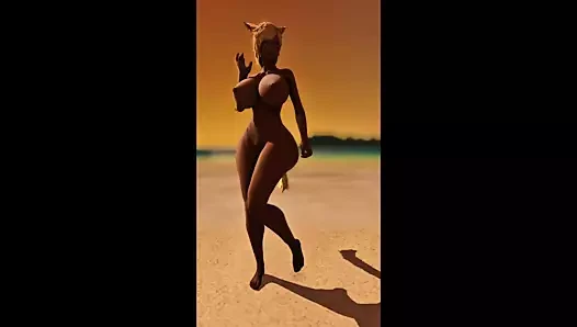 Miqo'm sahilde dans ediyor