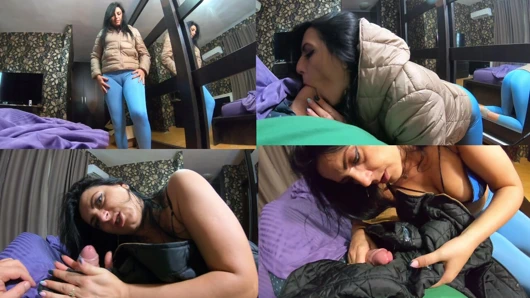 Yoga pantolonları, saten çarşaflar ve kabarık ceketlerime boşalma - gırtlağına kadar azdırma