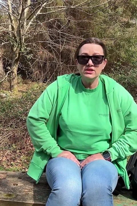 Desperate Outdoor Wetting Jeans on the Public Trail