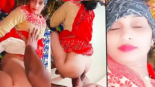 Yeni evli çift gece yarısından zevk alıyor, Hintçe seks videosu