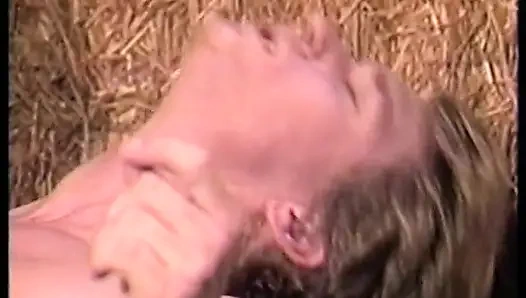 Mustachioed mature man screws a young stable boy in the barn