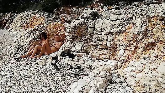 Fransız öğretmen sakso çıplaklar plajında deniz - aşırı boşalma