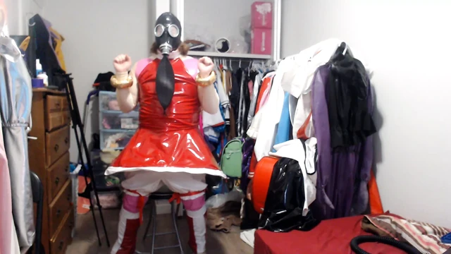 Pvc korkak cosplay amy rose gasmask Breathplay vibratör ile