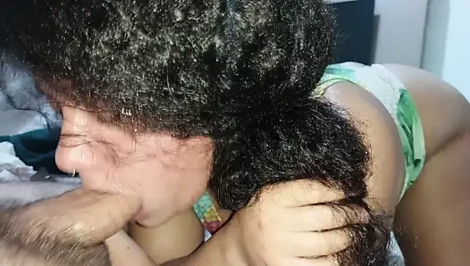 DEEP THROAT, PUNCHING THE STALK OF THE CUCKOLD'S COCK, SHAKING HIS ASS