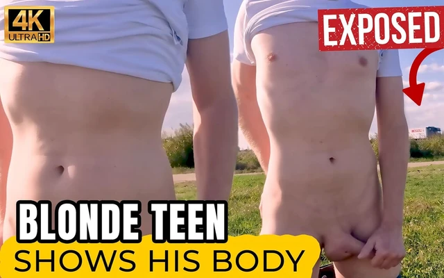 Блондинка-подросток (18) Рискованная дразнилка на шоссе и обнаженное приключение в лесу