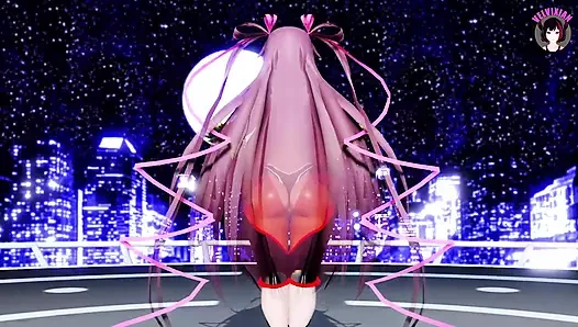 Taimanin - büyük memeli seksi genç kız dans ediyor + kademeli olarak soyunuyor (3 boyutlu hentai)