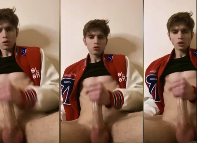 Young university boy with big cock masturbes after class