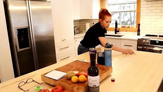 Stepsister arrives from a long trip by suprise