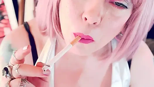 Just A Quick Cigarette With Space Girl Tina Snua - OME OMI Snap Inhales Drifting Smoke Smoking