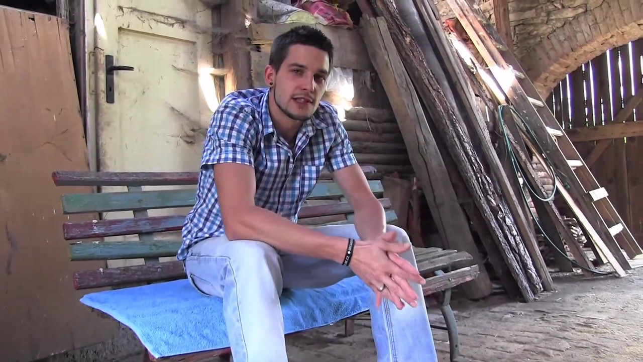 Handsome young man waiting expectantly for his first gay sex experience with hot blowjob and hard deep fucking