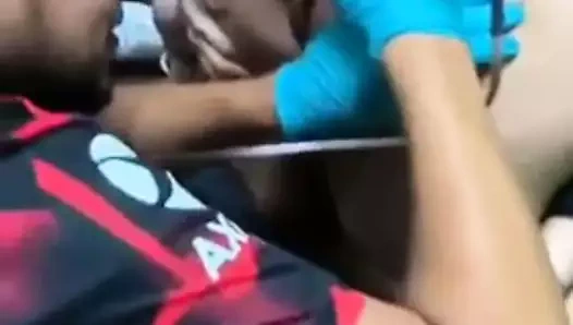 Getting her asshole tattoed