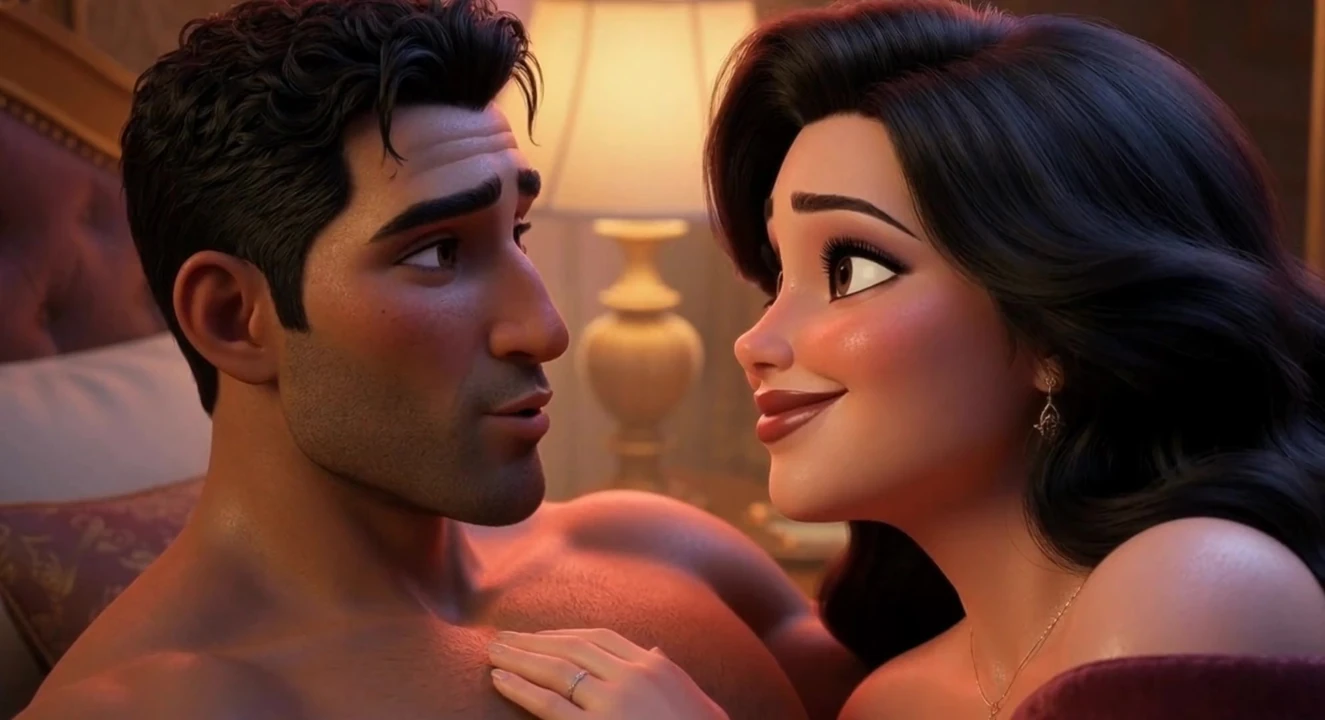 A Muslim man and a Jewish wife, with her cuckold  Christian husband watching her being fucked.