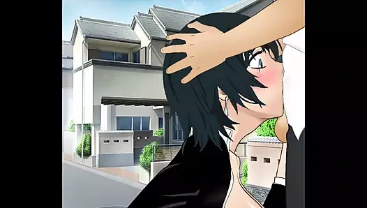 Himeno itaatkar özensiz gırtlağını için sokak direğine bağlı