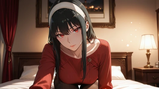 Yor Forger занимается сексом в спальне. Йор Форгер любит быть шлюшкой. Хентай косплей (сгенерированный ИИ)