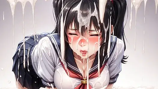 Öğrenci kız yüzünün her yerine boşalıyor