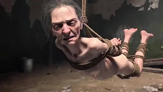 Yaşlı nine bağlı - korkmuş ama yaşlı amında yarak istiyor
