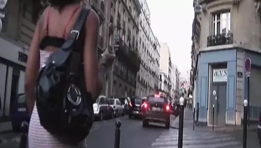 Cute French ebony babe fucked up to a massive cumshot