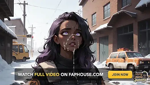 Kar yağışlı bir sokaktaki en iyi zenci sikişi! Mor saçlı kraliçenin zenci xxx zevki.