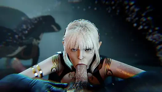 A Slutty White Haired Elf giving a Mesmerizing Blow Job