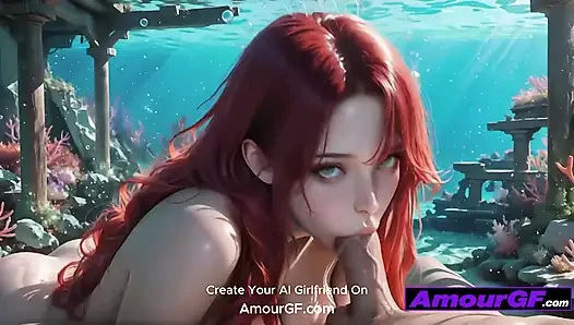 Yapay zekalı 3 boyutlu kızıl saçlı yüzen göğüslerin üzerine kremsi boşalma akıncaya kadar su altında sert sikiliyor