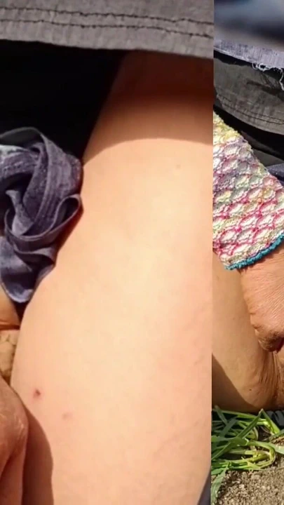 Big sister-in-law in the field, fingers in her pussy, the jungle field open, the open field, everyone's open open. | Clip 1