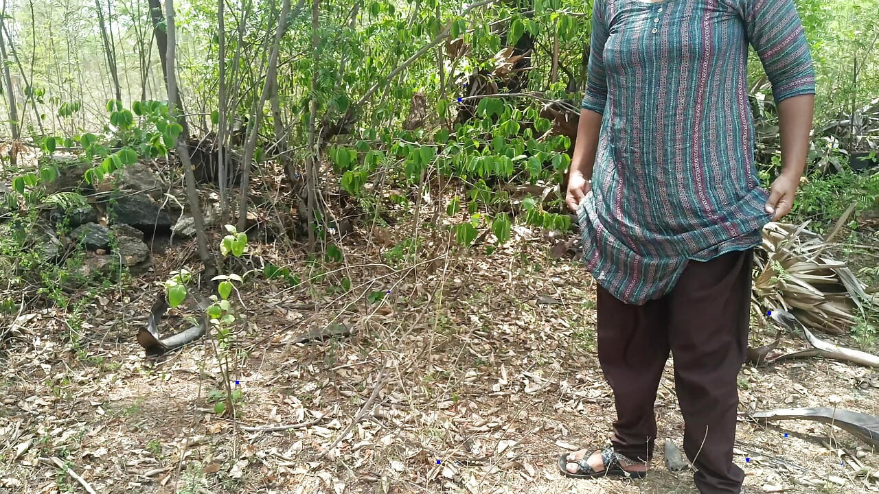 Step brother enjoying housewife breast squeeze in outdoor forest side